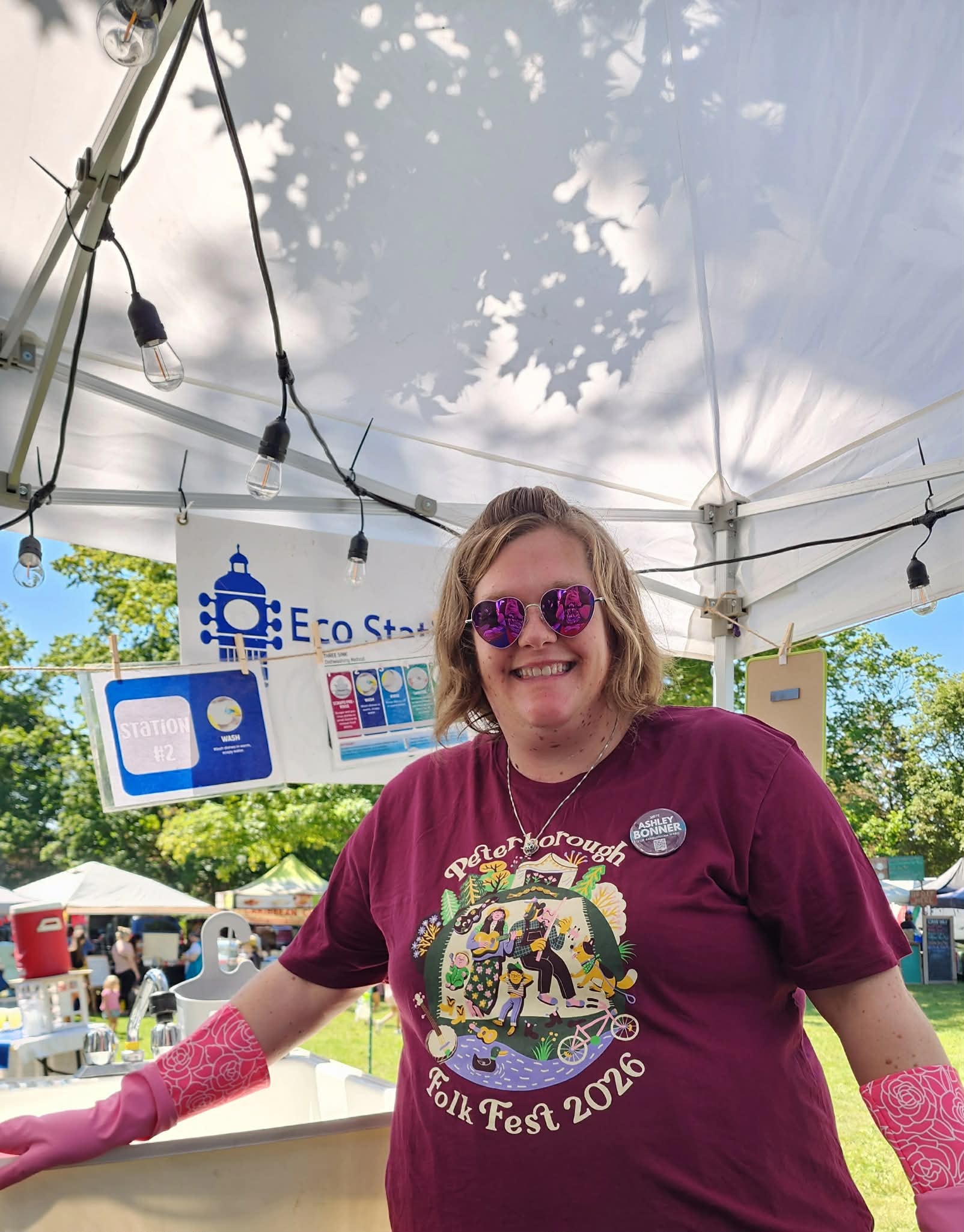 Ashley volunteering at an Eco Station during Peterborough Folk Fest