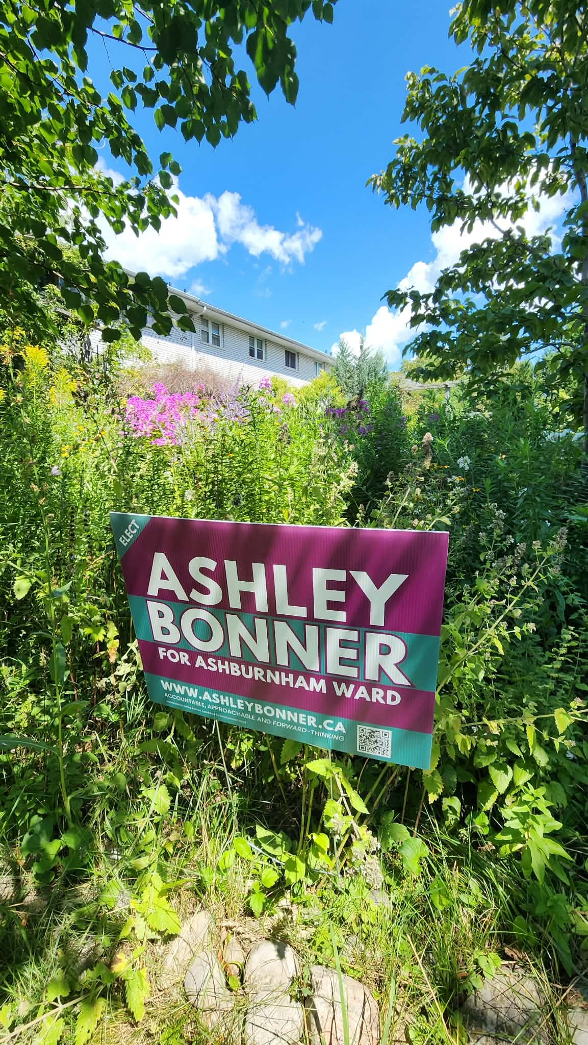 Ashley Bonner election sign in an Ashburnham garden